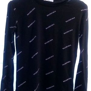 BALENCIAGA SZ SM WOMANS LONG SLEEVE SHIRT BLACK AND PURPLE